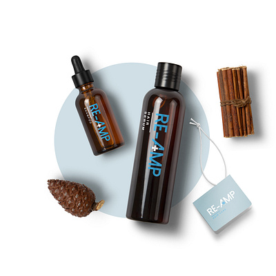 Wrapping stickers designed for Hair Serum Re-Amp ads branding design graphic design hair product3 illustration india instagram post logo design product design social media marketing social media post
