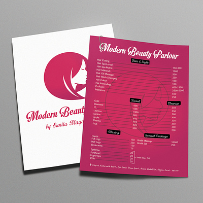rice variant brochure designed for Modern Beauty Parlour ads branding business card design graphic design india instagram post logo real estate