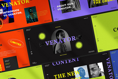 Venator Multipurpose Presentation Template clean colorful company corporate google slides keynote modern multipurpose multipurpose template neon photography pitch deck portfolio powerpoint studio template unique web design web development website