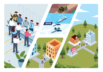 Defence Force School Illustration Project 3d army character comic defence force flat illustration illustration illustrations isometric landscape school storytelling vector vector illustration