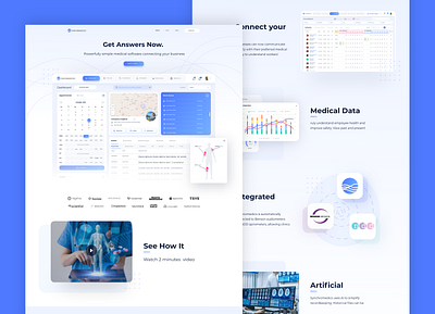 Synchromedics Landing page analytics website clean ui graphic design illustration landing page medical website modern ui saas landing saas website simple ui ux