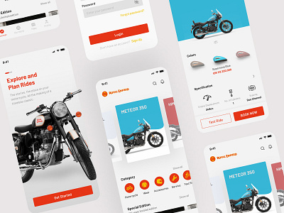 Exploration Motorcycle App Royal Enfield app interface mobile royalenfield ui