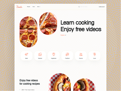 Recipe website 2021 web ui trend cooking web creative design dribbbble landing page concept learn cooking landing page product design recipe website ui design ui ux