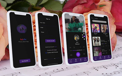 Music player app app design logo ui ux vector