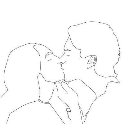 Kising Couple couple graphic design illustration illustrator line art romantic couple ux vector