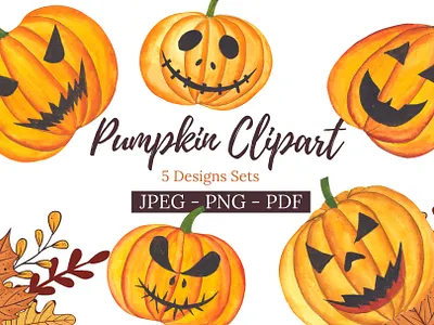 Watercolor Pumpkin Clipart Bundle boho watercolor