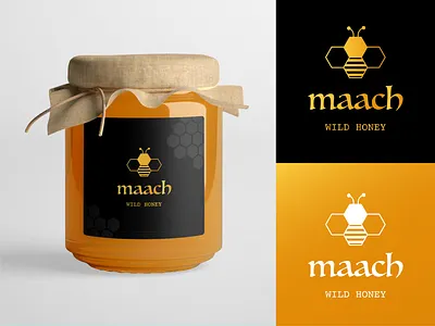 Maach Logo Design branding design gradient graphic design honey honey logo illustration logo logo design mockup packaging vector
