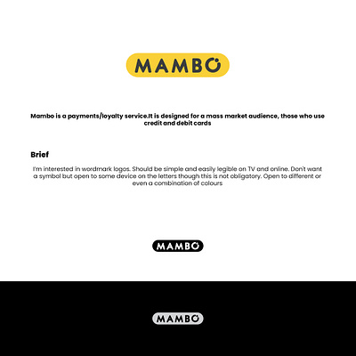 MAMBO Logo Payments/Loyalty Service Company design graphic design logo logo design