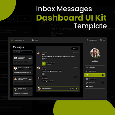 Inbox Messages Dashboard about me branding creative design dessigner graphic design mockup ui uiux web design