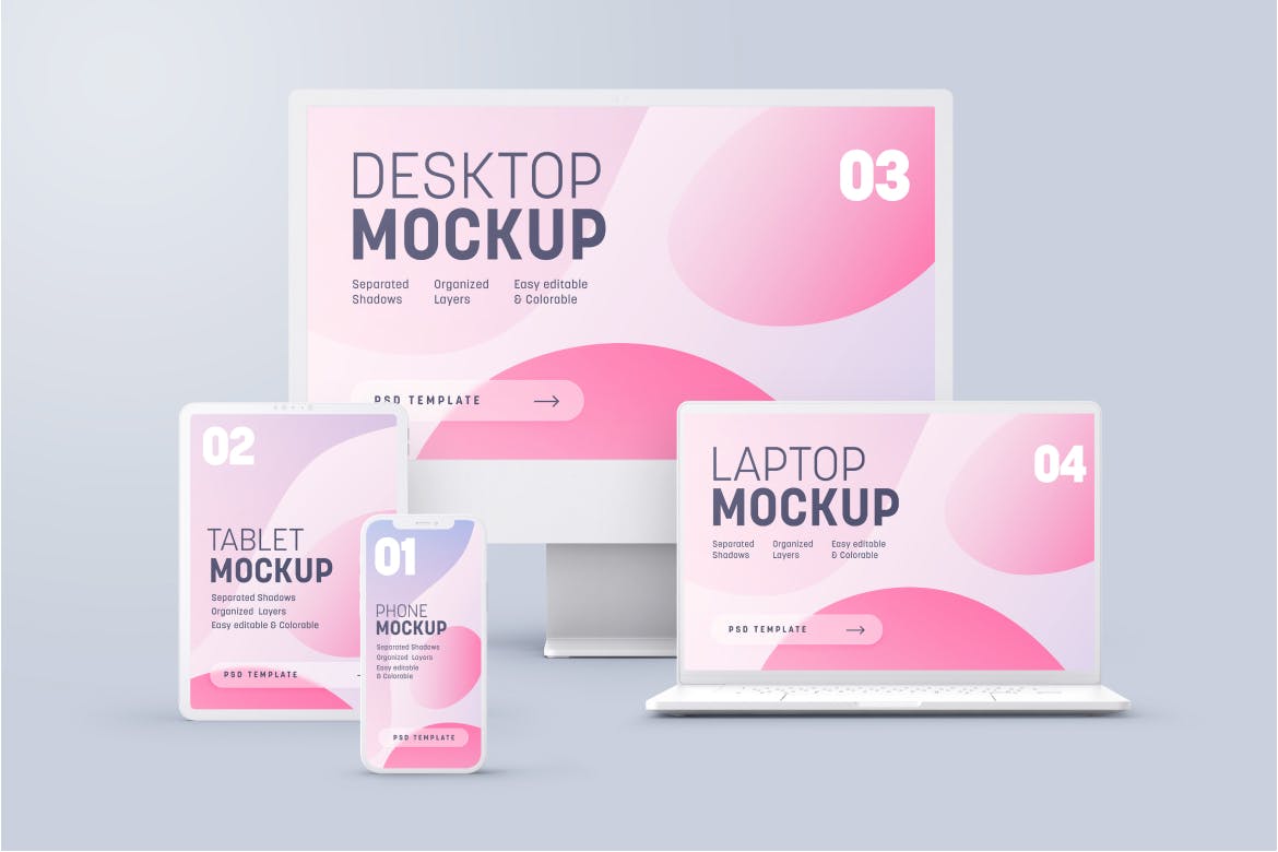 Multi Device Clay Mockup app branding cute design device device mockup font icon illustration logo mockup ui vector