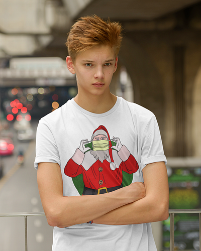 Santa Claus christmas covid design drawing graphic design illustration mask santa claus tshirt