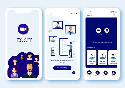 Redesigned Zoom App app app design app screens branding design experience design graphic design icon illustration landing pages logo redesign redesign app ui uiux design ux vector visual design