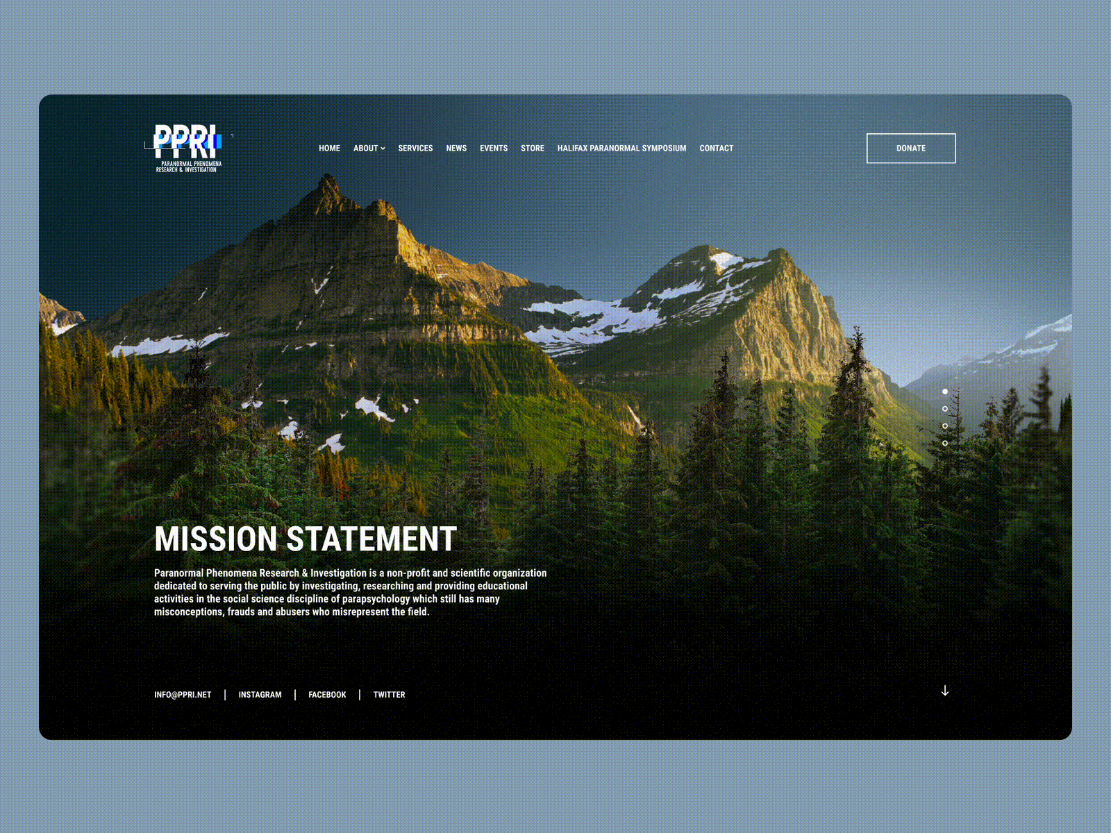 Website for Paranormal Phenomena Research Investigation (PPRI) aliens art design home illustration investigation logo mode page paranormal parapsychological research science social ufo ui ux web webdesign website