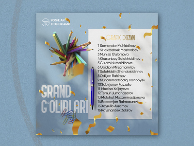 Yoshlar Texnoparki | Grafik dizayn Grand g'oliblari color design graphic design graphic designer instagram mockup post social media