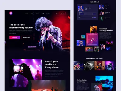 Music Landing Page concert landing page libe live streaming music music band music landing page music web streaming ui ux web website