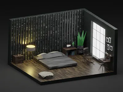 Bedroom 3d 3dart 3dbedroom 3ddesign 3droom art bedroom blender cute cycles dark design home house illustration real realdesign render room texture