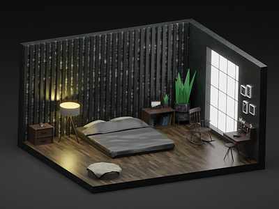 Bedroom 3d 3dart 3dbedroom 3ddesign 3droom art bedroom blender cute cycles dark design home house illustration real realdesign render room texture