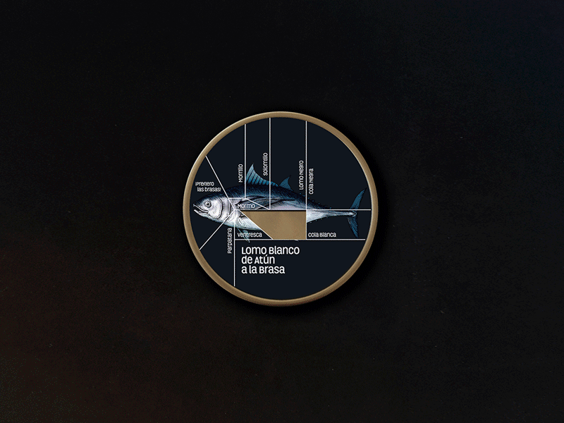 Güeyumar. Parts of Chargrilled Tuna branding design illustration packaging