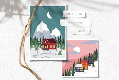 Winter city branding city digital illustration vector winter