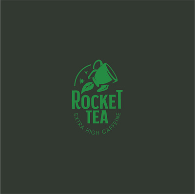 Rocket Tea caffeine coffee cup design drink label leaf logo product rocket tea