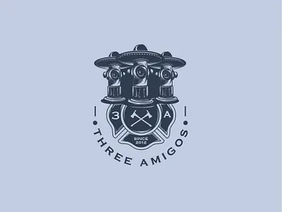 Three Amigos branding charro design firefighters fireman friends hat illustration logo mexican