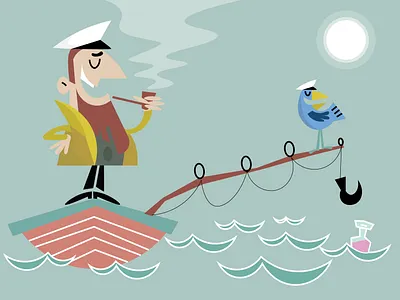 old captain 50s 60s cartoon character character design design flat character illustration illustrator mascot mid century mid century cartoon mid century character mid century modern old captain retro cartoon sailor vector vintage cartoon