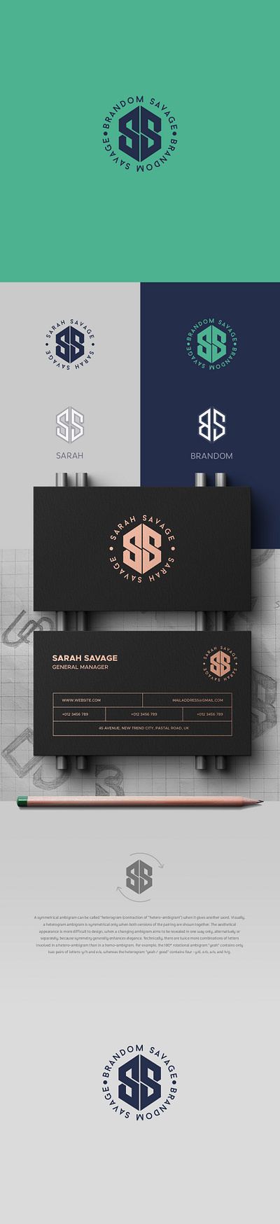 Brandom and Sarah Savage ambigram branding design logo monogram personal