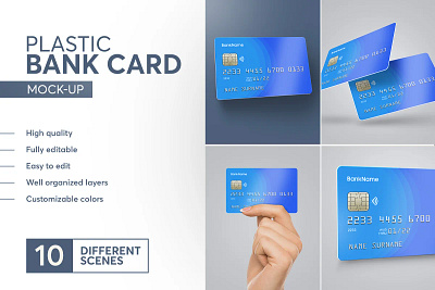 Realistic Plastic Bank Card Mock-up bank card card mokcup credit card mockup debit card mockup plastic card mockup