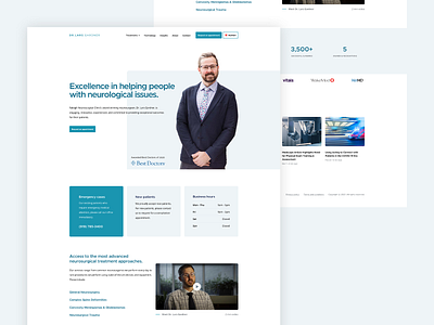 Neurosurgeon Doctor Landing appointments clean desktop doctor flat home landing marketing medical minimal modern services simple surgeon teal wordpress