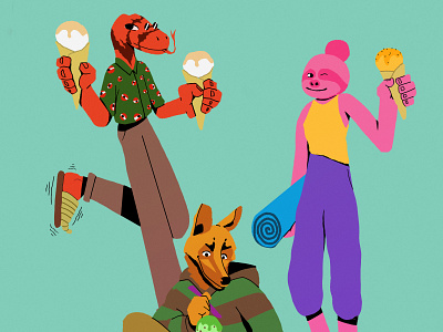 Summer 2022 - Brooklyn Gelato 2d animals branding character design design hand drawn ice cream illustration illustration system illustrator summer