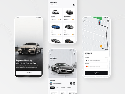 Car Rent - Mobile App branding design car rent clean white design minimal poppins ui ui design uiux ux design