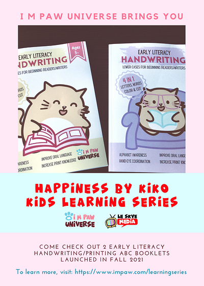 I M PAW Universe's kids learning series: Early Literacy ABC book activity book alphabet book artwork branding cart cartoon cartoon illustration cat children book design family activities graphic design illustration kindergarten parenting preschool print product design school