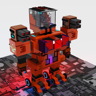 Volcanzo Mega Robot 🤖🤖🤖 3d 3danimation animation branding concept art design graphic design illustration logo mech mechdesign robots ui voxel voxelart