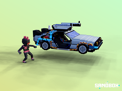 Where We’re Going, We Don’t Need Roads. 3d 3dvoxel delorean design flying cars gaming lighttracer metaverse nft pixel sandbox voxel