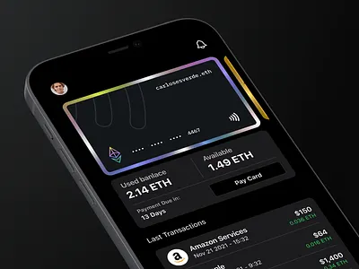 Ethereum Credit Card app crypto crypto wallet ethereum figma ui wallet wallet app