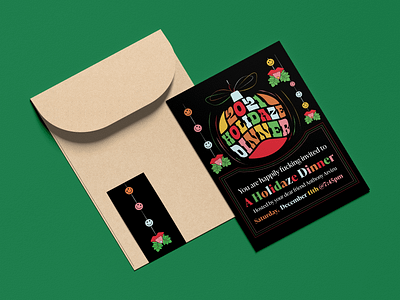 Holidaze Dinner Party acid christmas dinner dinner party graphic design holiday illustration invitation invites lsd minimal ornaments print type typography