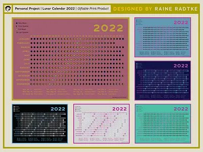 Lunar Calendar 2022 2022 art branding calendar design graphic design illustration illustrator lunar calendar minimal moon moon phases vector