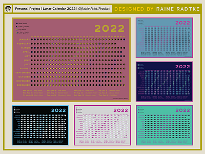 Lunar Calendar 2022 2022 art branding calendar design graphic design illustration illustrator lunar calendar minimal moon moon phases vector