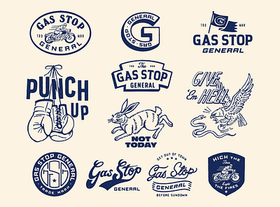 Gas Stop General Exploration artwork branding handrawn illustration logo vintage vintage logo