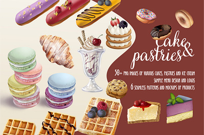 Project with digital illustrations of sweet products art digital digitalart graphic design illustration