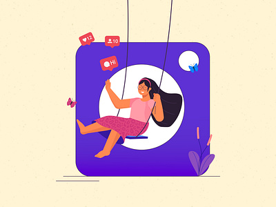 Hi Insta! 2d illustration character flat illustration girl illustration illustration art insta instagram