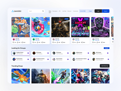 Gaming NFTs Marketplace blockchain blockchain dashboard crypto dashboard gaming nft metamask nft nft dashboard nft design nft landing nft marketplace nft uniswap token ui design