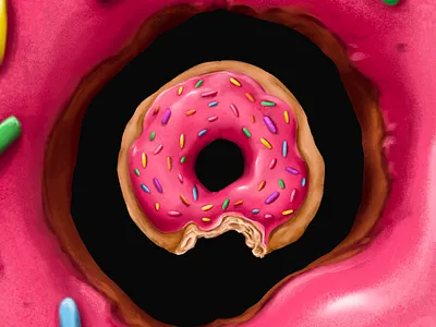 Eye of the Dough confectionary design digital art digital painting dough doughnut food illustration photoshop pink procreate retail