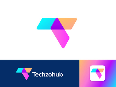 Techzohub logo design abstract logo app app logo brand identity branding code design graphic design logo logo inspiration modern logo software startup logo t letter logo t logo tech technologies technology ui web