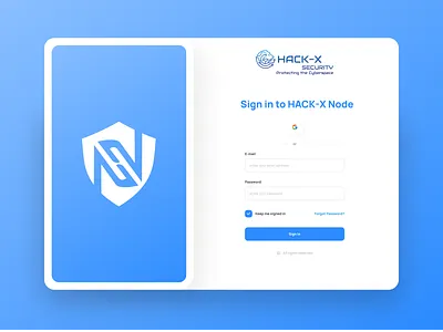 Hack-X Security - Product Login Screen cyber security log in login onborading sign in ui