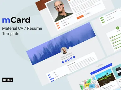 mCard - Material CV Resume HTML Template animation app cv resume design developer freelancer html html landing illustration landing page material minimal responsive resume html ui ui design ux ux design web website