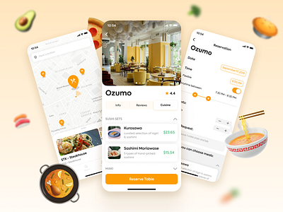 Table Reservation App app application burger concept design emoji food food order meal mobile app pizza reservation reservation app reserve restaurant restaurant app search ui uiux ux