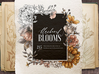 Blackwork Bloom Floral Illustration