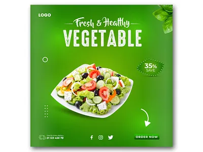 Healthy Vegetable Food Social Media Post Banner Template