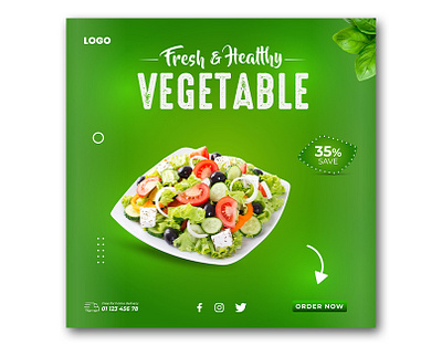 Healthy Vegetable Food Social Media Post Banner Template